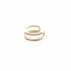ヒロタカ Hirotaka ダブルライン イヤーカフ K10 ダイヤ0.04ct 片耳用 イエローゴールド