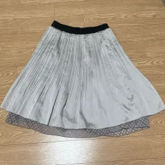 リバーシブル ドット プリーツ ミディ スカート ベージュ グレー シルバー 회보라 パープル