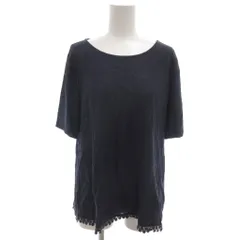 ピエールカルダン Pierre Cardin カットソー Tシャツ 半袖 ボートネック 麻 リネン 42 紺 ネイビー 裾ポンポン /KR ■YHS10のサムネイル