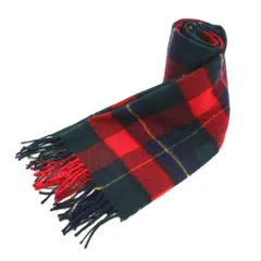 ジョンストンズオブエルガン Johnstons of Elgin Kilgour マフラー ウール 赤 レッド マルチカラー チェック柄 フリンジ /UO ■WYのサムネイル