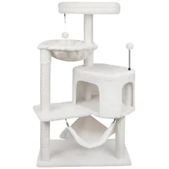 ROYPET キャットタワー 猫タワー 据え置き ハンモック 隠れ家 猫ハウス 省スペース 爪とぎ 全麻縄巻き 100CM高さ おもちゃつき (ベージュ) 0のサムネイル
