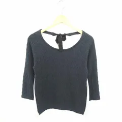 スピック&スパン Spick&Span POUR FEMME ニット セーター 丸首 切替 ケーブル編み ウール 長袖 ネイビー グレー 紺 /TT5