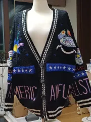 105 ヴィンテージ アメリカン スタイル 刺繍 カーディガンのサムネイル