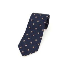 中古】フランコバッシ FRANCO BASSI シルク 小紋柄ネクタイ ネイビーx