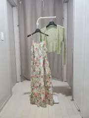 花柄ロングONE PIECE + カーディガン セット