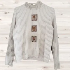 B2193 バイスバーサ viceversa ニット セーター 長袖(38) ベージュ ストライプ 総柄 ウール カシミア アンゴラ ハイネックのサムネイル