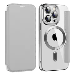 新品 MuZiF iPhone 14 Pro 用 ケース 手帳型 Magsafe対応 クリア 背面 透明 高級なPUレザー 永久磁石 マグネット スマホケース カード収納、人気財布型 カバー 軽量 アイフォン14 Pro 用 手帳カバー (iPhone 14