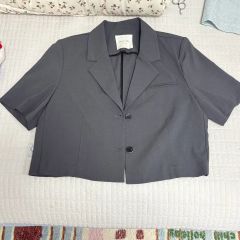 極美品 QTUME クロップド シャツジャケット 半袖 洗える オーバー 