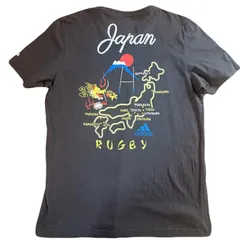 adidas アディダス　半袖　Tシャツ　2XO トルコ製　ブラック　古着　日本地図　スカジャン柄　2XL 3L