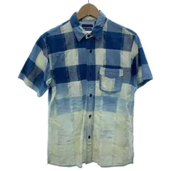 【中古】　BLUE BLUE　チェックシャツ　半袖　トップス　レギュラーカラー　胸ポケット　日本製　アメカジ　古着　/1125