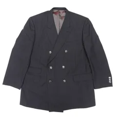 美品▲Dunhill ダンヒル ストライプ柄 エンブレムボタン付き ダブルブレスト ブレザー テーラードジャケット ネイビー Lサイズ相当 メンズのサムネイル