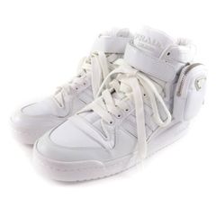 希少！PRADA ホワイト スニーカー トライアングルロゴ Nylon レザー 