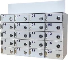携帯電話ロッカー 20スロット鍵付き幅42.1×奥行き18.5×高さ27.8cm 訳あり新品☆外箱なし・中身は新品です】携帯電話ロッカー 20スロット