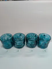 【エンタツ様専用ページ】琉球ガラス　＜水影ロックグラス　緑　在庫個体差比較＞