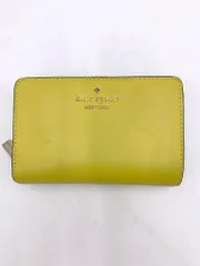 kate spade ケイトスペード シンプル 無地 カードケース L字ファスナー 二つ折り 財布 黄 ■■ レディース