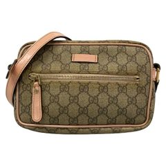 GUCCI】ショルダーバッグ GGスプリーム PVC エナメルレザー ブラウン 