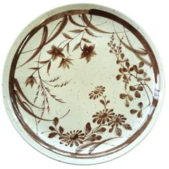 X05105 丸皿 たち吉（橘吉） 食器 大皿 和食 洋食 茶色 花柄 おしゃれ 日常使い 来客用 盛皿 プレート 和食器 陶器