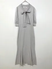 MISCH MASCH ミッシュマッシュ ロング シアーボウタイニット ワンピース sizeF/グレー系 ■■ レディース