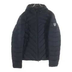 EMPORIO ARMANI (エンポリオアルマーニ) キルティング 中綿 フーデッド ジップアップ ロングジャケット コート ブラックのサムネイル