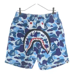 A BATHING APE (アベイシングエイプ) ABC CAMO SHARK SWEAT SHORTS カモシャークスウェットハーフパンツ ブルー 1M30-153-004のサムネイル