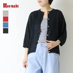 マオメイド mao made UVリネンニット7分袖ドルマンスリーブカーディガン 621105 麻 羽織り 無地 ボタン 日除け 紫外線対策 レディース 2026春夏のサムネイル