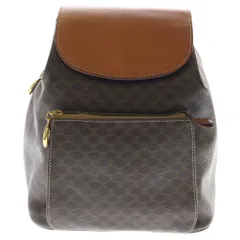 CELINE (セリーヌ) マカダム リュックサック バックパック ブラウン レザー×PVC ゴールド金具のサムネイル