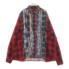 Rebuild by needles (リビルドバイニードルス) 再構築デザイン チェック柄 レギュラーカラー コットン 長袖シャツ レッド OT299のサムネイル