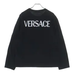 VERSACE (ヴェルサーチ) バックロゴプリント クルーネック長袖Tシャツ カットソー ブラック 1019113 1A13789のサムネイル