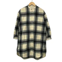 ジムフレックス ワンピース サイズ12 L レディース美品  - アイボリー×ダークネイビー 長袖/ひざ丈/チェック柄/シャツワンピ/サンプル品