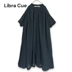 美品 Libra Cue コットンボイルエアリーワンピース 生地2枚仕立て F Aライン ボリュームシルエット チャコールグレーのサムネイル