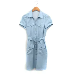 プロポーション ボディドレッシング PROPORTION BODY DRESSING シャツ ワンピース ロング 半袖 ベルト シンプル 2 ライトブルー 水色 /KT5