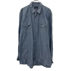 Wrangler 長袖 ウエスタンシャツ 2XLT ブルー ラングラー スナップボタン 胸ポケット デニムシャツ コットン100% 春物 a805-6565のサムネイル