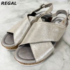 美品】REGAL リーガル レザークロスストラップサンダル ベージュ