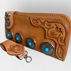 ALZUNI アルズニ ターコイズ　ロングウォレット アルズニ 長財布 ターコイズブルー カスタム - メルカリ