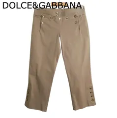 美品 DOLCE&GABBANA ドルチェ&ガッバーナ クロップドパンツ セーラーパンツ ロゴボタン ストレッチ ベージュ サイズ38 レディースのサムネイル