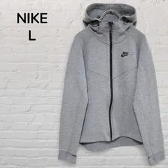 【美品】　ナイキ　NIKE　ジップアップパーカー　ジップアップジャケット　レディース　L　羽織り　グレー　スウォッシュ　トレーニング　ランニング　ジム　スポーツ　韓国　古着