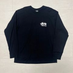 Stussy ショーンフォント ロンT XL 黒 白 筆記体 両面プリント ロゴ
