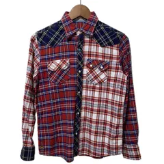 【中古】　MIKI HOUSE　ネルシャツ　長袖　フランネル　トップス　レギュラーカラー　チェック　スナップボタン　ワンポイント　刺しゅう　ベア　古着　/1904のサムネイル