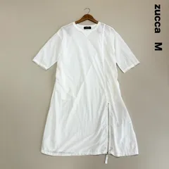 zucca ズッカ☆白 半袖ジップロングTシャツチュニックワンピース ホワイト 異素材 Mのサムネイル