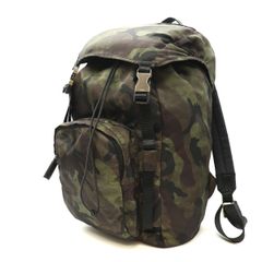 PRADA プラダ リュックサック 迷彩 カモフラ ナイロン カーキ マルチ レディース メンズ ブランド ファッション プレゼント USED【中古】【ELGZN】 PRADA プラダ リュックサック 迷彩 カモフラ ナイロン カーキ マルチ
