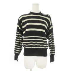 ソニアリキエル SONIA RYKIEL ニット セーター 38 黒 ブラック ボーダー柄 クルーネック 長袖 /CK39 ■ECE005