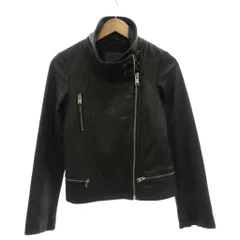 オールセインツ ALLSAINTS ラムレザー ライダースジャケット US 4 黒 ブラック 長袖 スタンドカラー アシンメトリージッパー /SC ■GY74のサムネイル