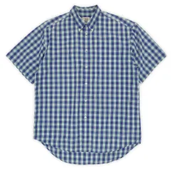 オールドギャップ OLD GAP 00s 2000年代 S/S ボタンダウンシャツ BD 半袖 白タグ USA ヴィンテージ アメリカ 古着 メンズ シャツ ブルー系 チェック柄 L【中古】