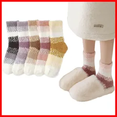 【特価商品】部屋着 22-25cm 冬くつ下 保温 5足セット 防寒 ルームソックス 婦人用 女性用 アウトドア くつした 可愛い ふわふわ 暖かいソックス レディース 冬 もこもこ靴下