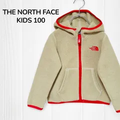 【美品】　ノースフェイス　THE NORTH FACE　フリースジャケット　フリースジップアップパーカー　キッズ　100　3歳　4歳　羽織り　キッズアウター　ベージュ　アウトドア　韓国　古着