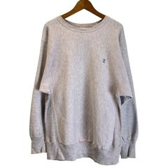 [중고] Champion REVERSE WEAVE 스웨트 80s vintage 80년대 OLD 트리코 태그 긴팔 트레이너 탑스 크루넥 뒤 기모 무지 원포인트 자수 오버사이즈 USA제 아메카지 헌옷 /1591