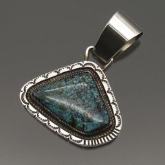 美品 Calvin Martinez ナバホ族 ペンダント ネバダブルー ターコイズ