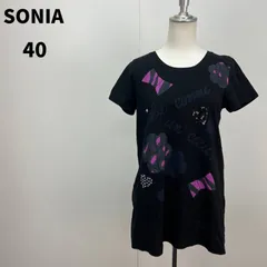 SONIA Tシャツ 40 ブラック 黒 レディース 個性派 プリントデザイン【m106】のサムネイル