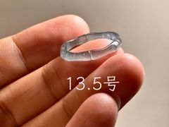 L18-35 氷種 13.5号 竹節 リング グアテマラ産A貨 本翡翠 くりぬき