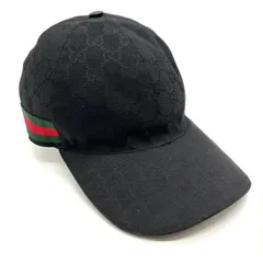 GUCCI グッチ ベースボールキャップ ブラック L GGキャンバス メンズ ユニセックス シェリーライン GG柄 キャップ 帽子 レザー ギフト プレゼント